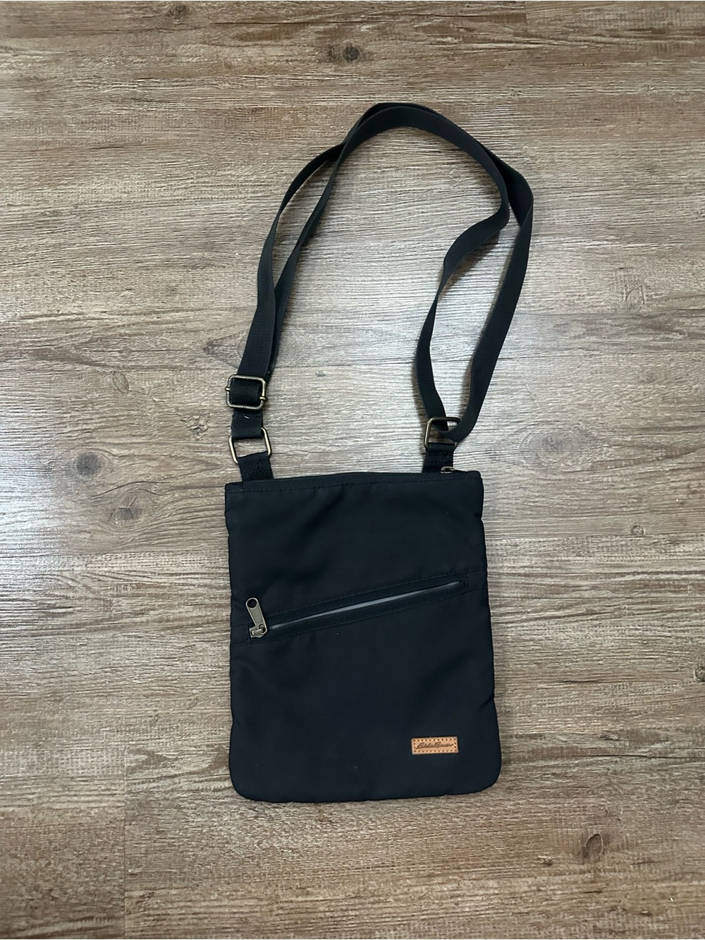 Black Crossbody Shoulder Bag - Minimal Travel Pouch